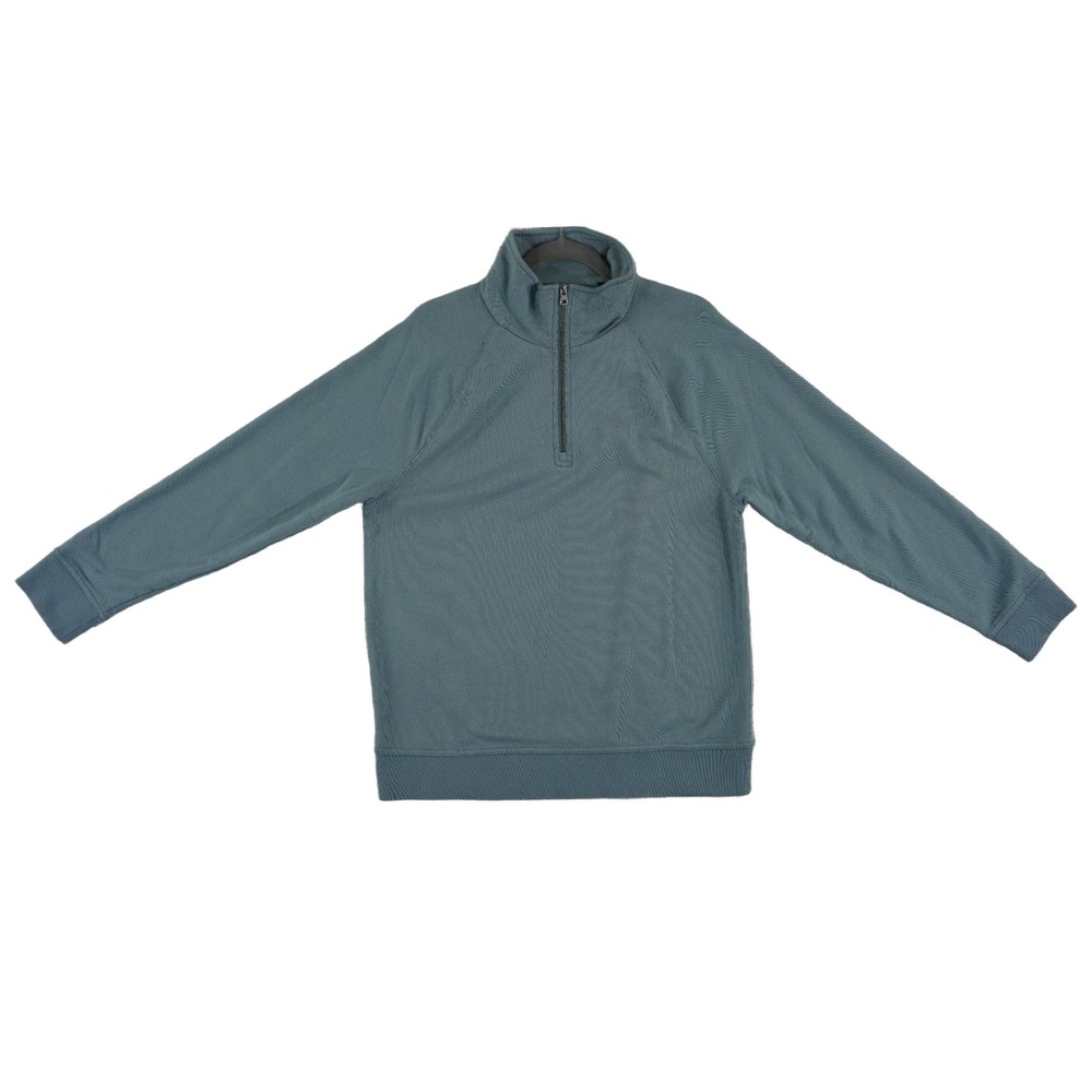 Vince Quarter Zip Pullover Men's Size Large Blue Grey 100% Cotton Rib Knit
